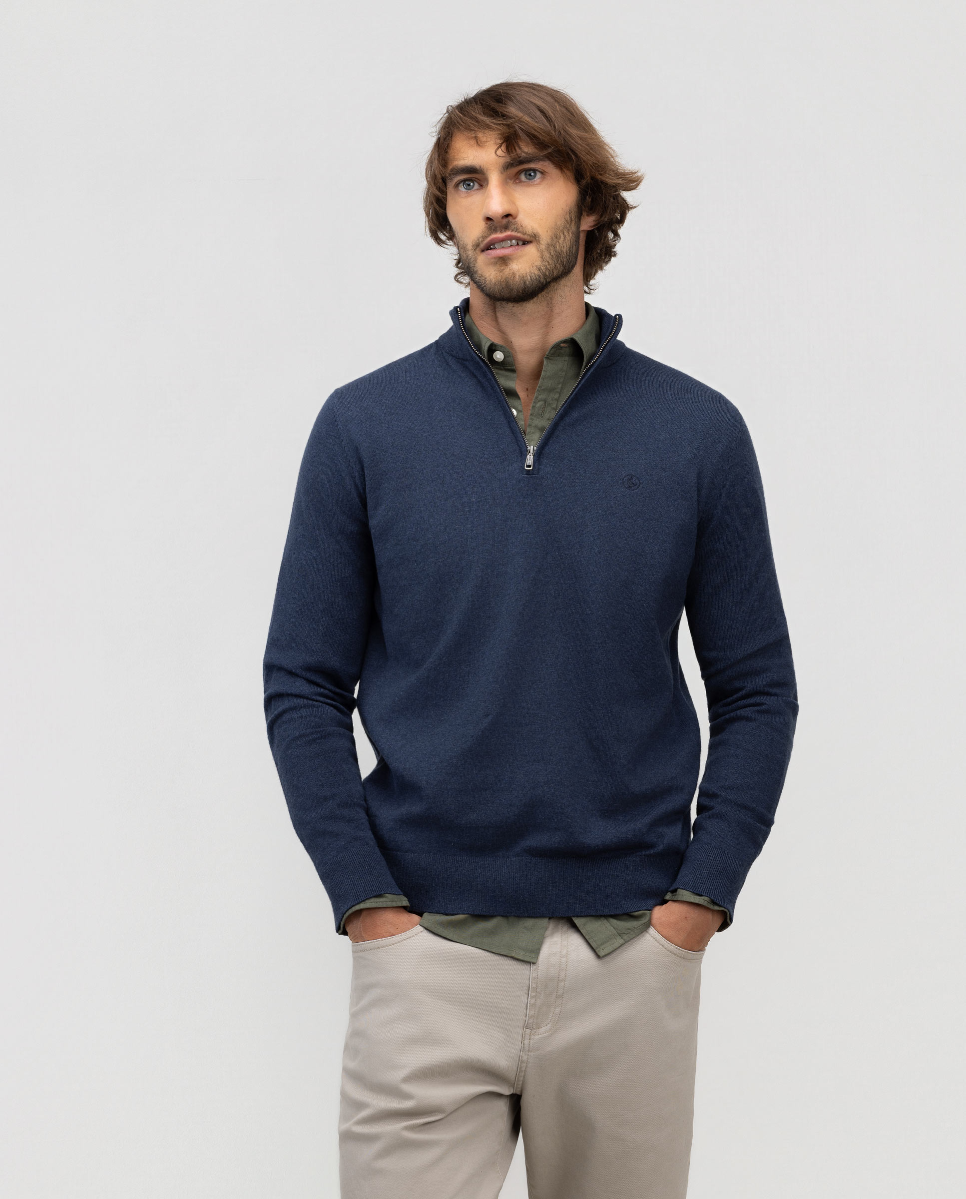 Jersey Básico Cuello Camionero Índigo