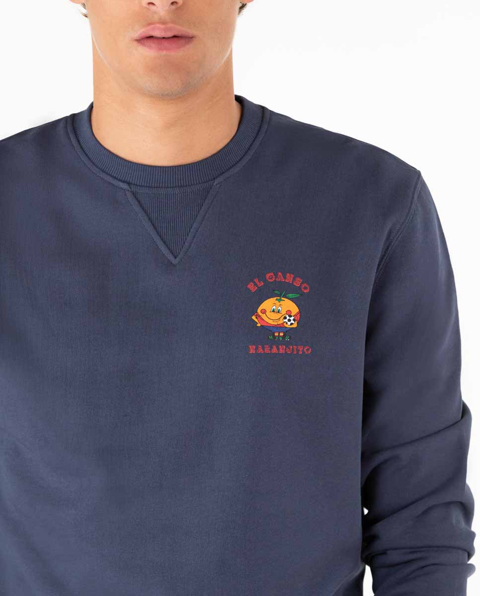 Vintage Navy Naranjito Print Crew Neck Sweatshirt