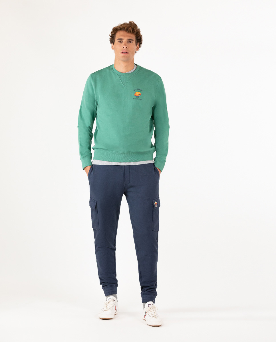 Vintage Green Naranjito Print Crew Neck Sweatshirt
