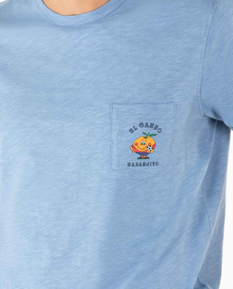 Camiseta com estampa vintage laranja azul