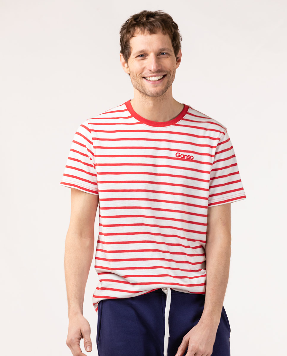 Tee-shirt Rayure Rouge Fond Blanc
