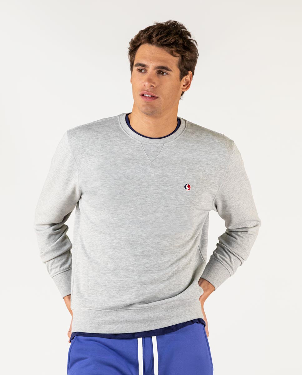 Sudadera Cuello Caja Gris Melange