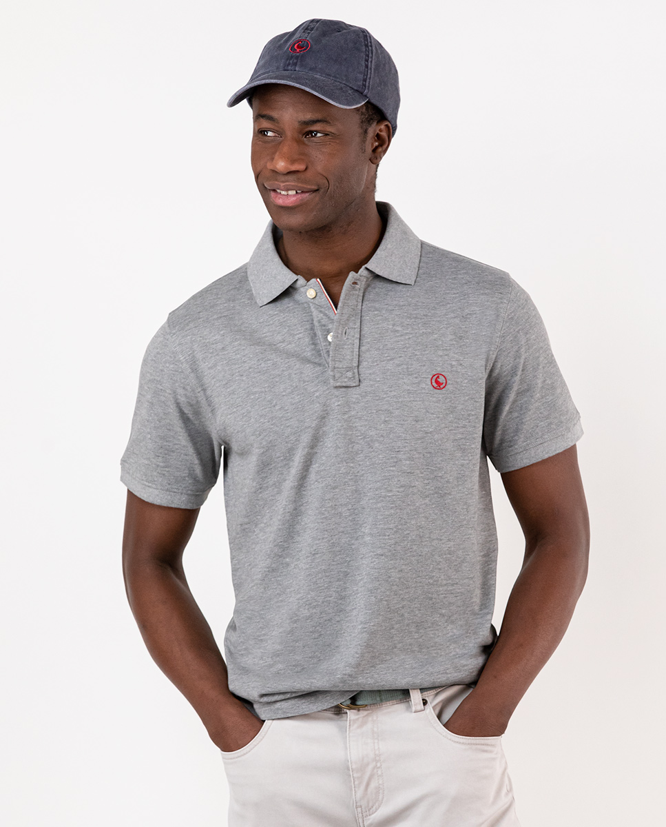 Polo Liso Gris Melange