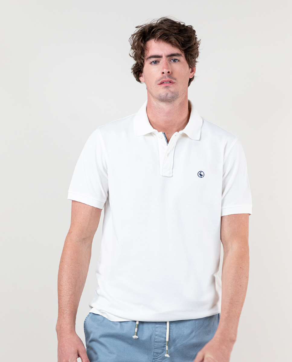 White Garment Dyed Piqué Polo