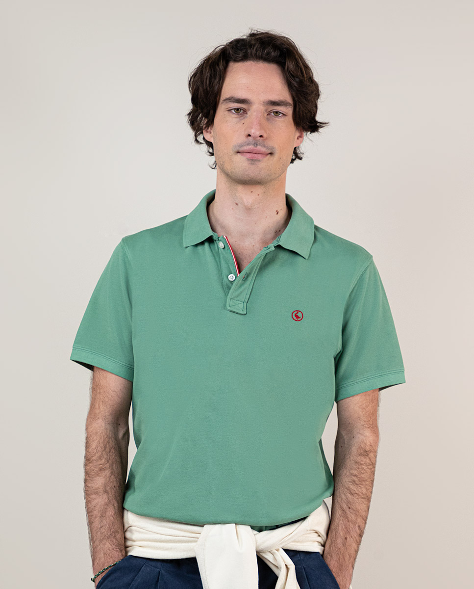 Green Garment Dyed Piqué Polo