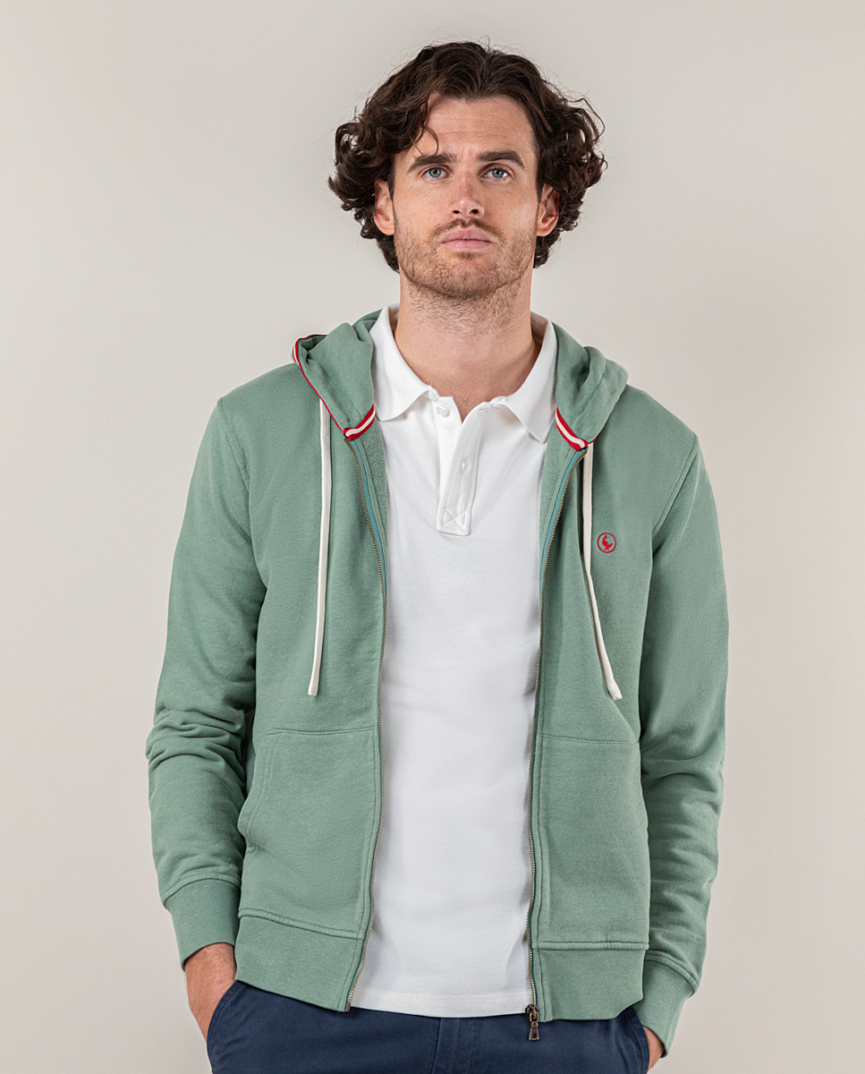 Sudadera Zipper Garment Dyed Verde