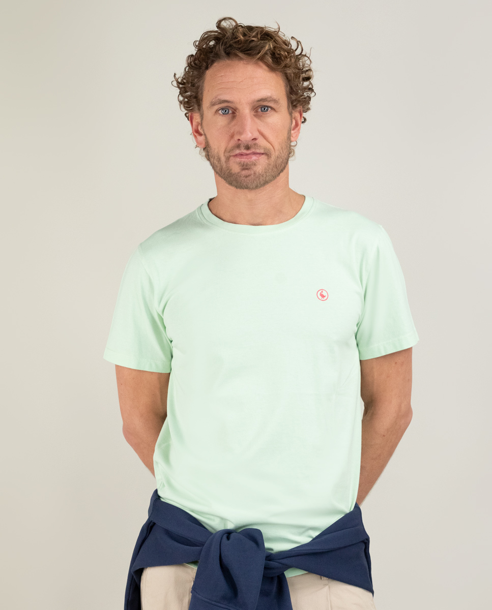 Camiseta Cuello Caja Garment Dyed Verde