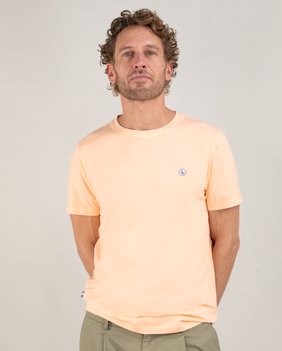 Camiseta Cuello Caja Garment Dyed Naranja