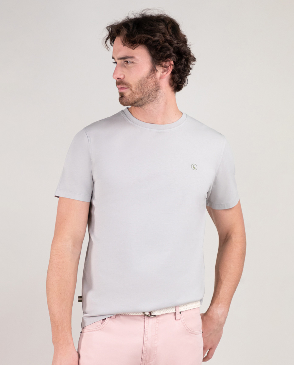 Camiseta Cuello Caja Garment Dyed Gris