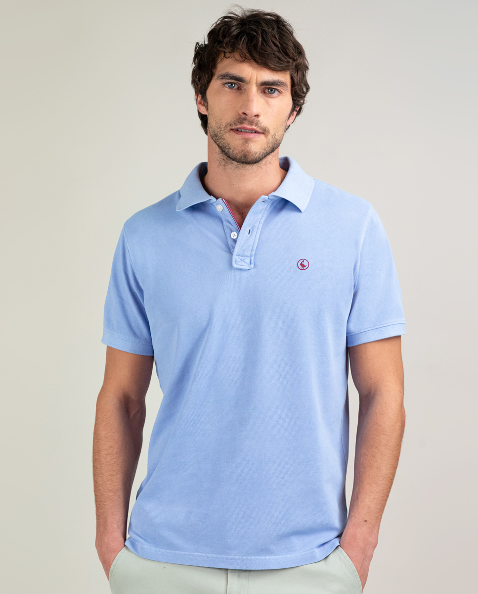 Polo Piqué Garment Dyed Azul