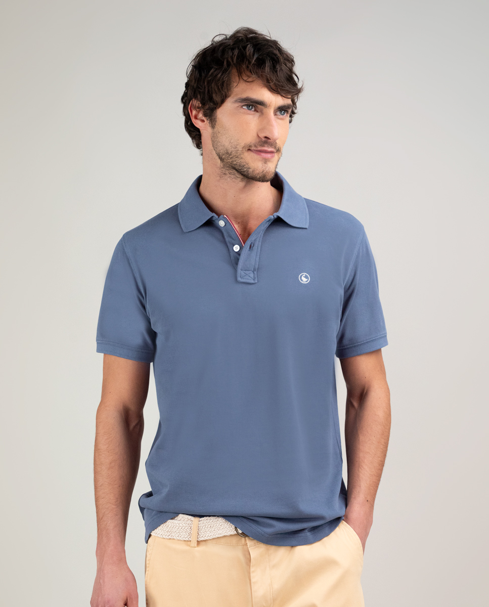 Polo Piqué Garment Dyed Azul Medio