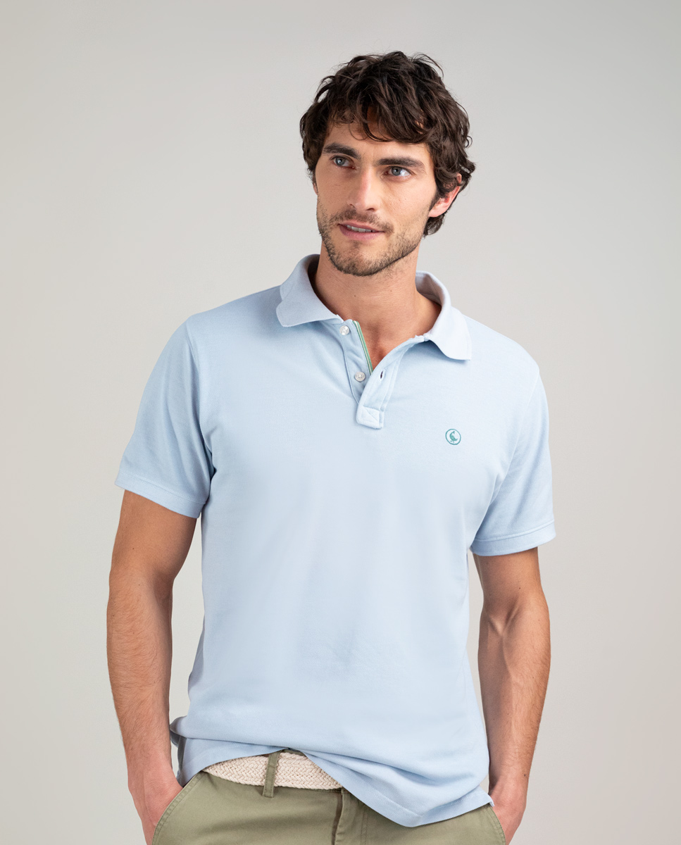 Polo Piqué Garment Dyed Celeste