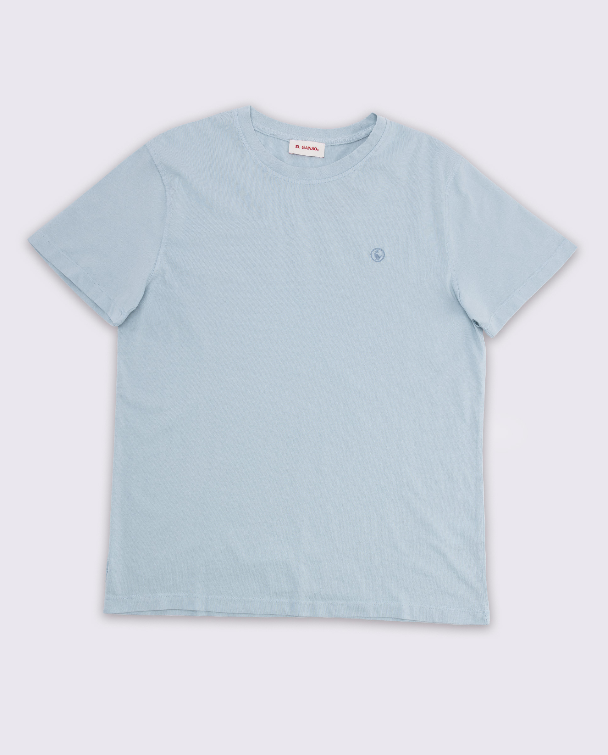 Camiseta Básica Garment Dyed Azul Medio