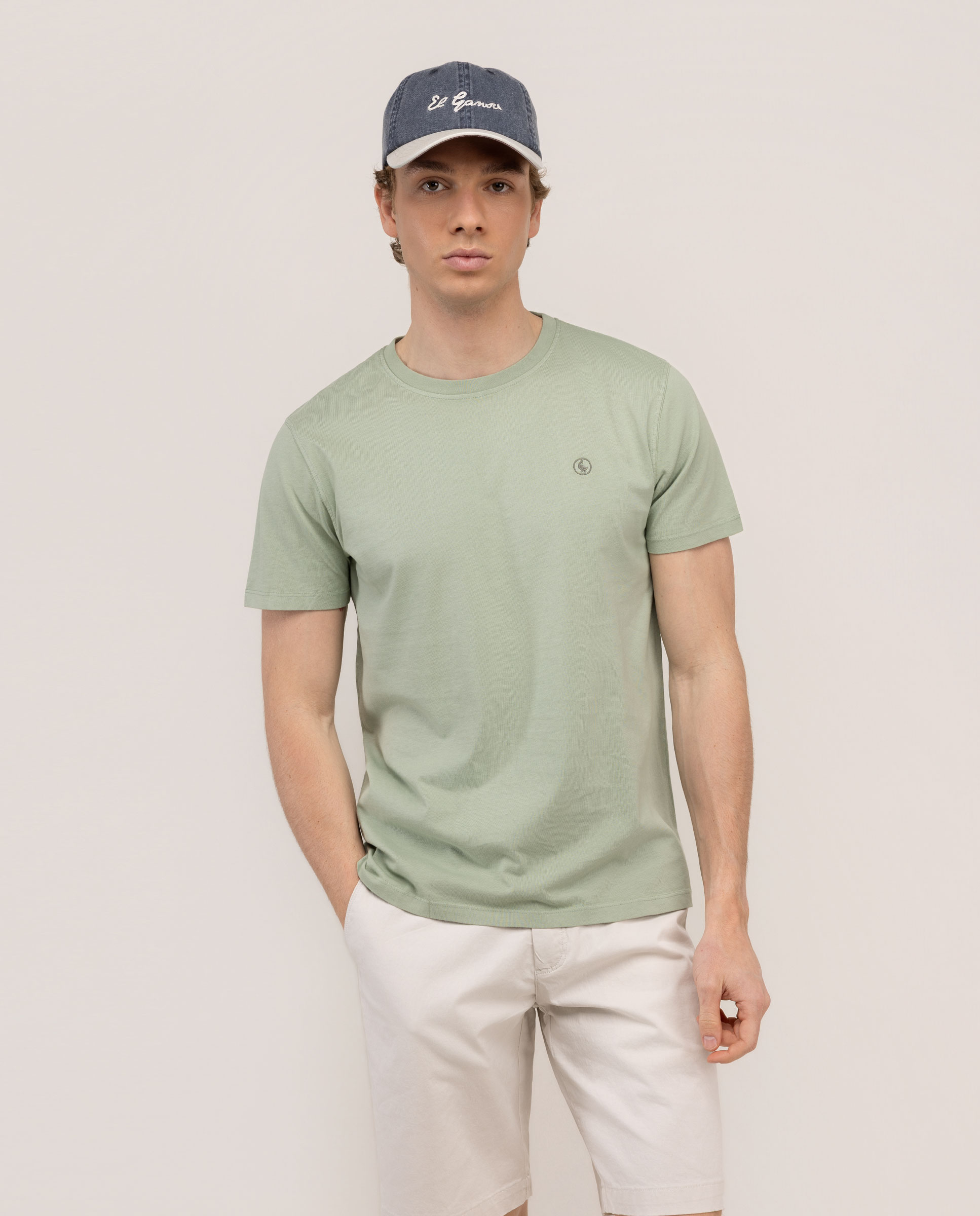 Camiseta Básica Garment Dyed Verde Claro