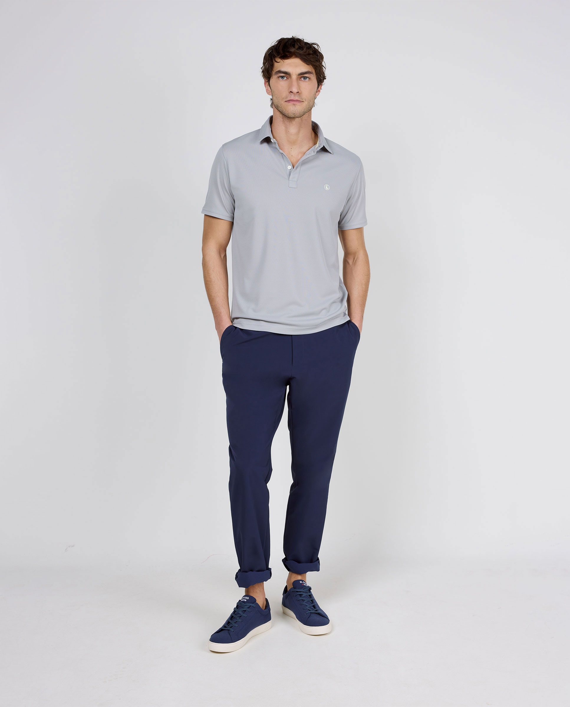 Sepiagraues Kurzarm-Poloshirt