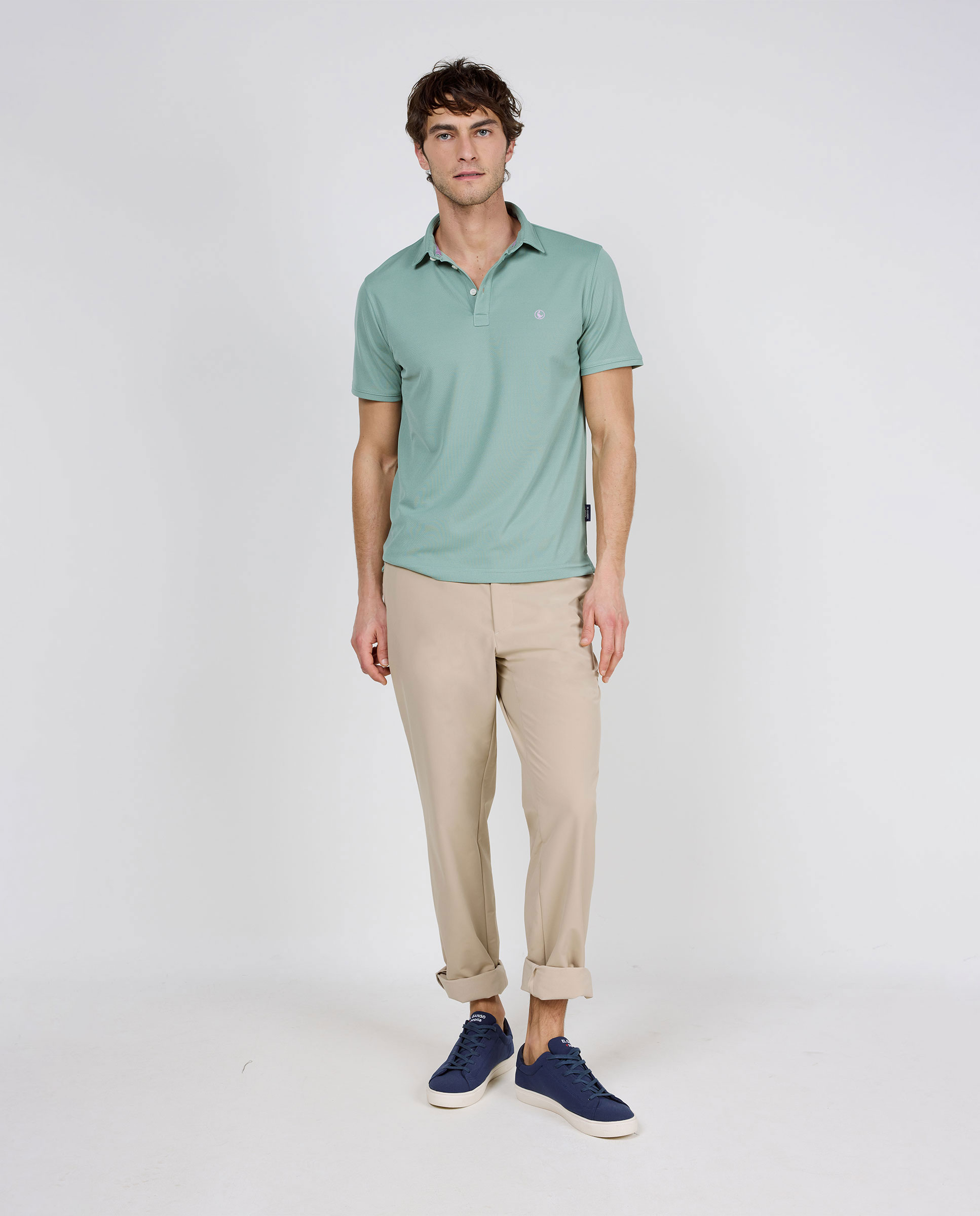 Polo à manches courtes vert sépia