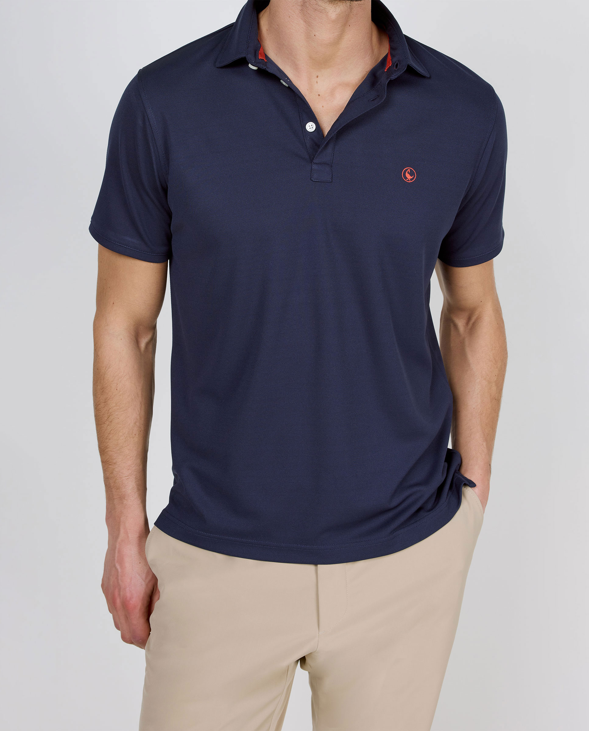 Camisa polo de manga curta azul marinho sépia