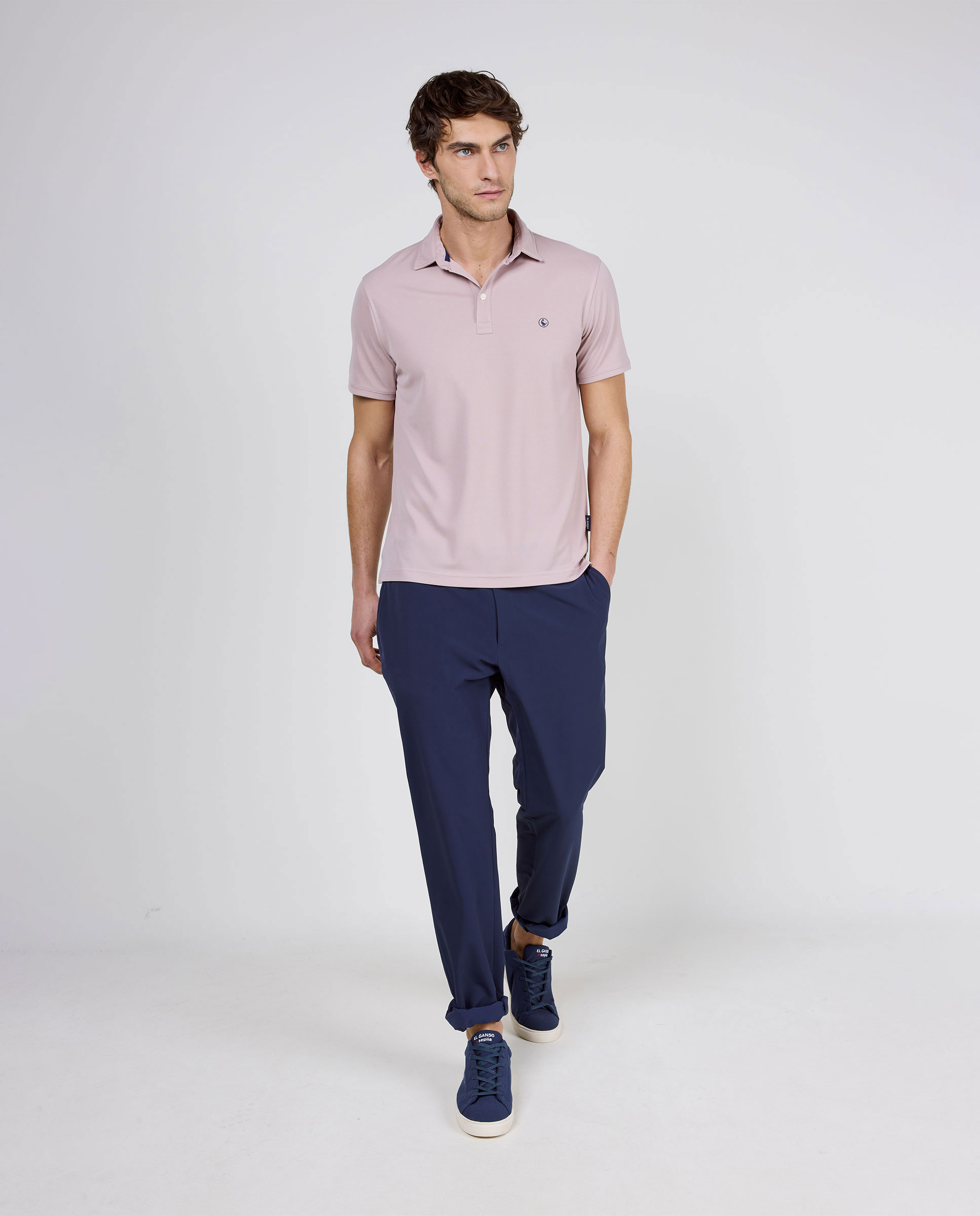 Polo à manches courtes mauve sépia