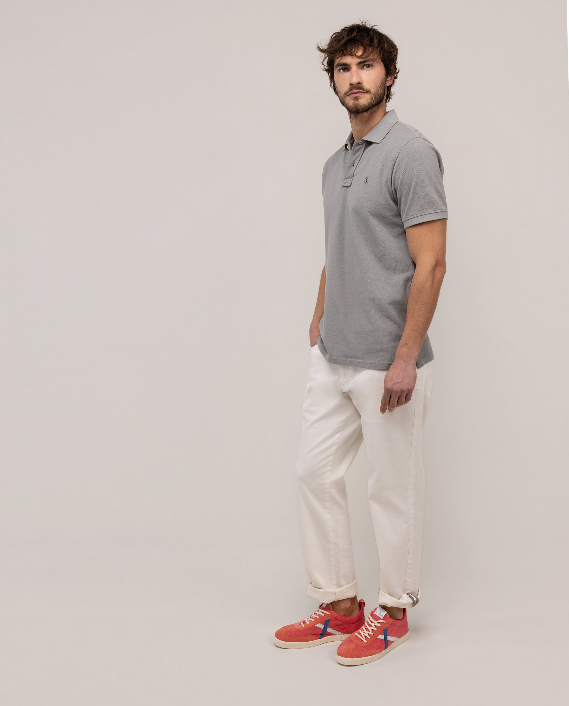 Polo Piqué Garment Dyed Gris Medio