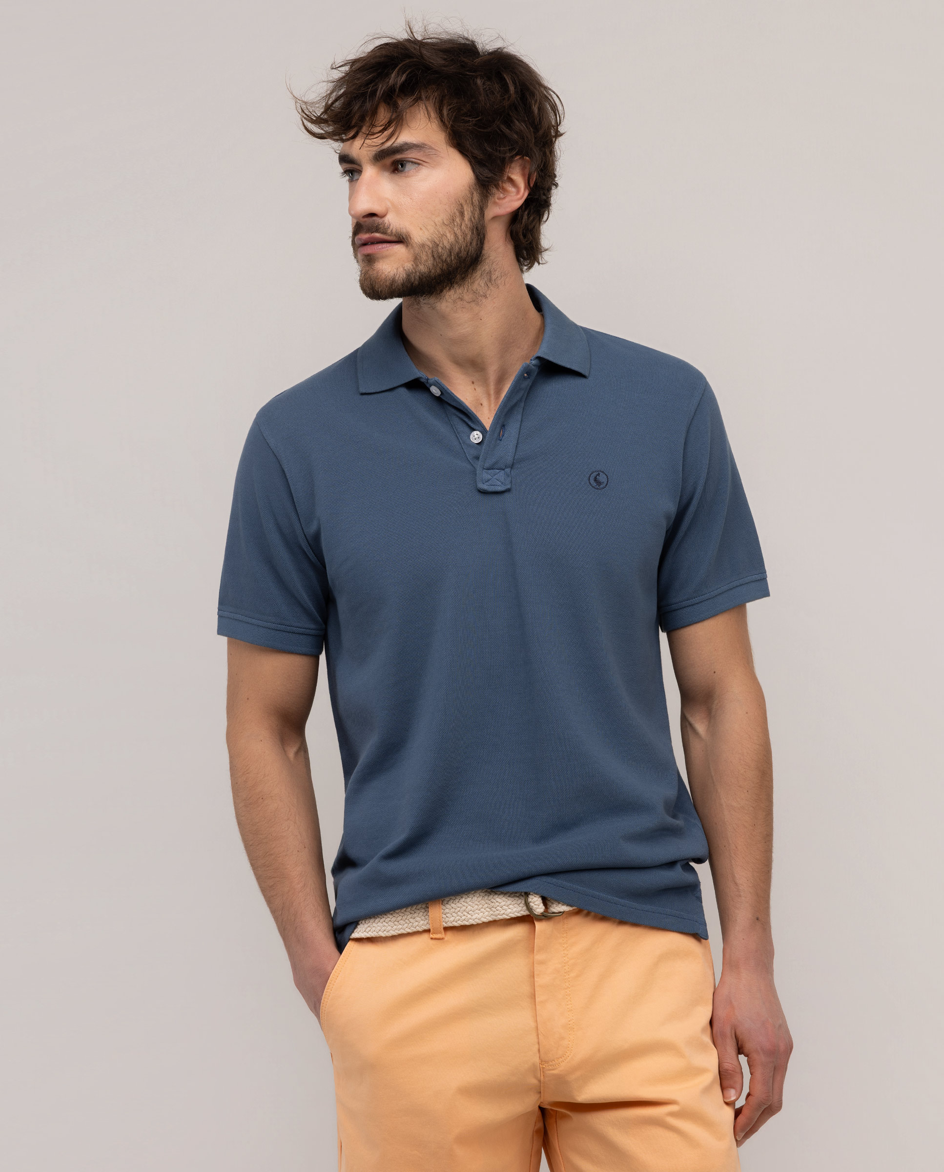Polo Piqué Garment Dyed Petróleo