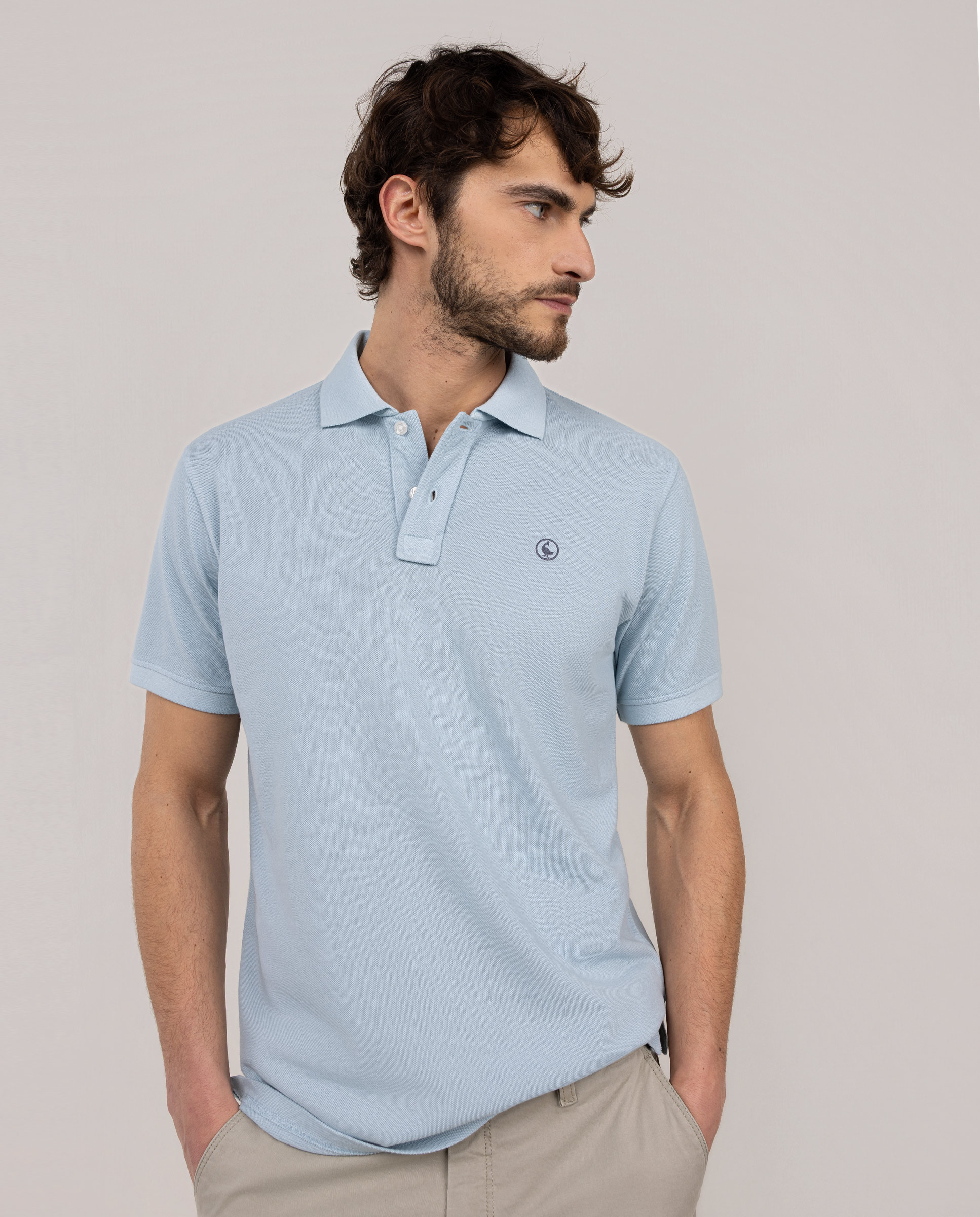 Polo Piqué Garment Dyed Celeste