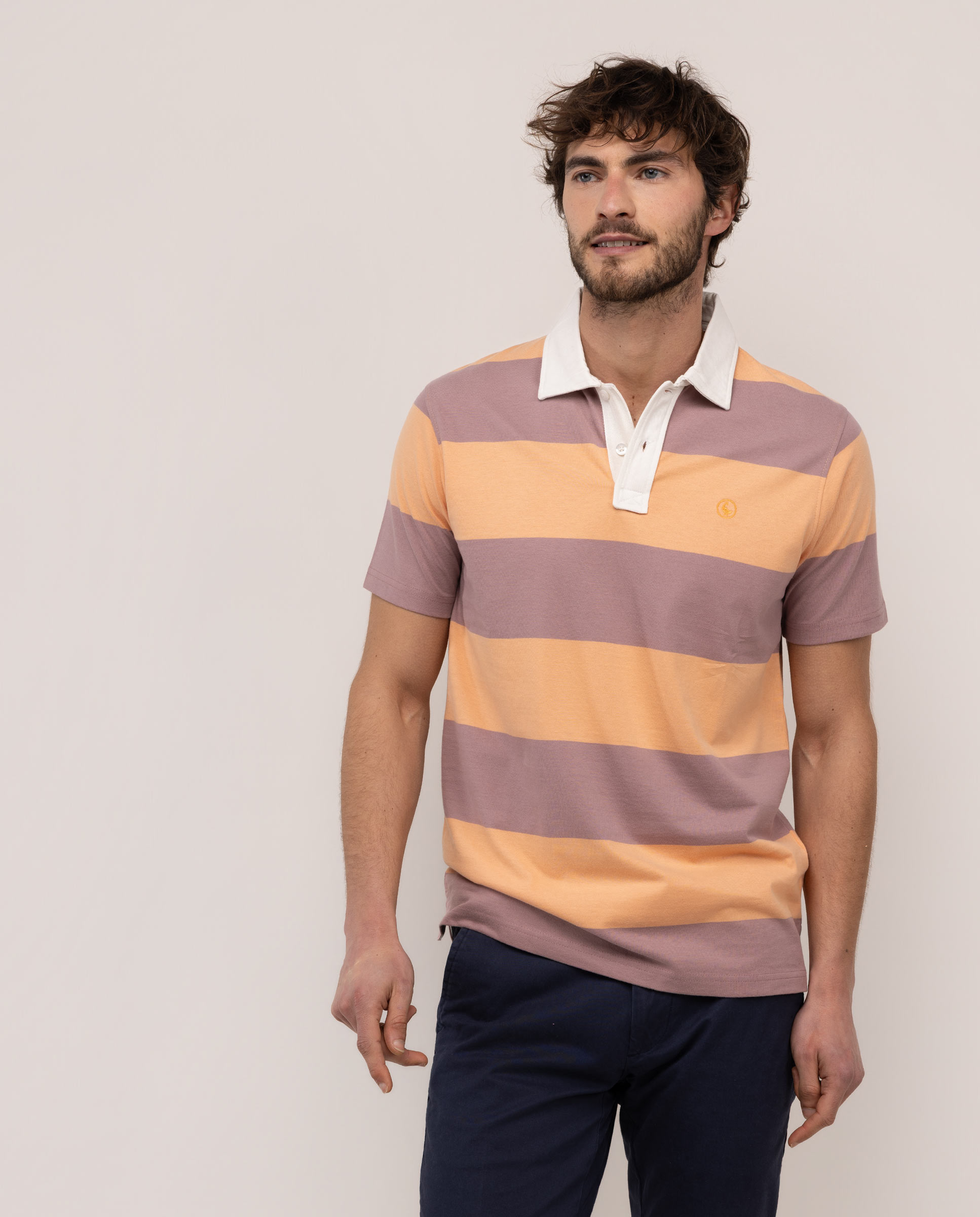 Polo Rugby Manga Corta Naranja Malva