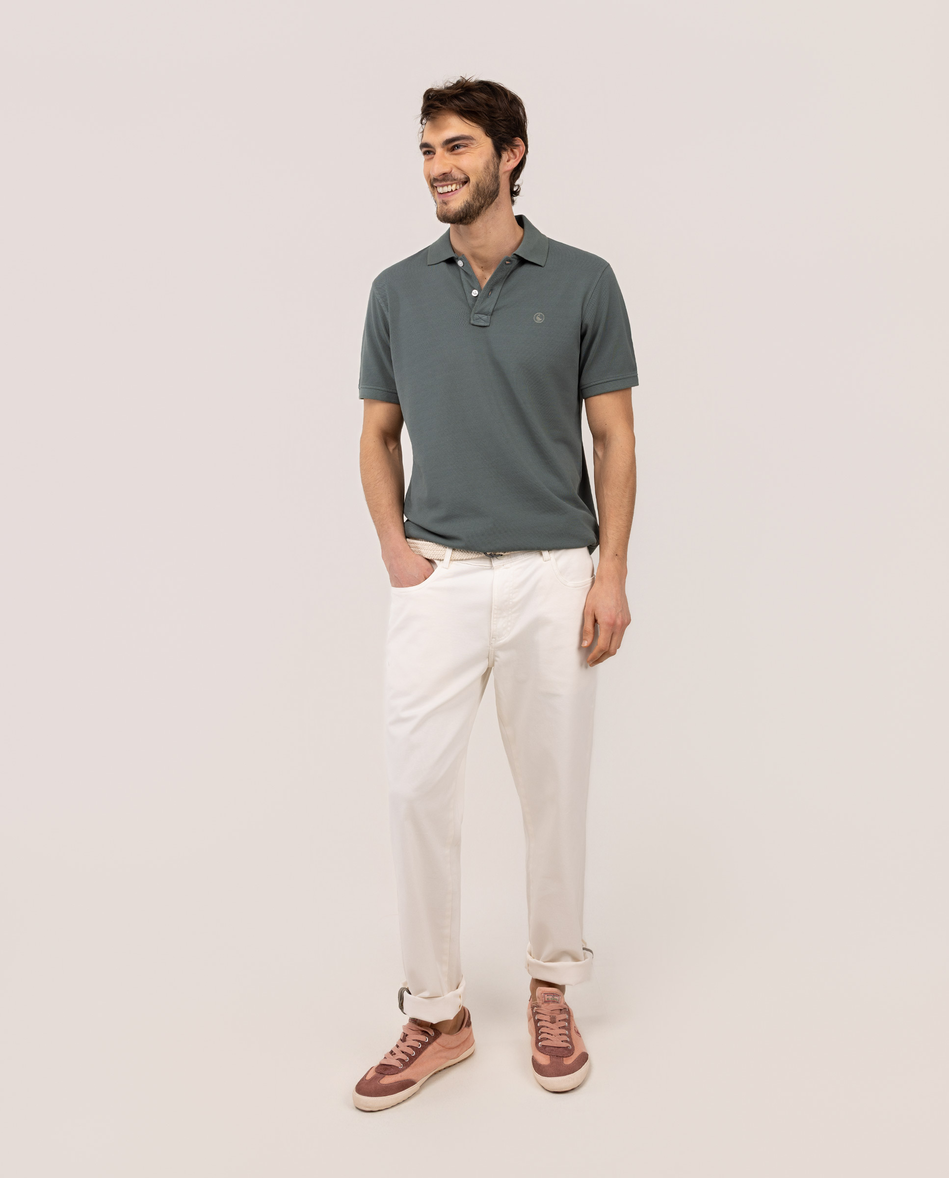 Polo Piqué Garment Dyed Verde Oscuro