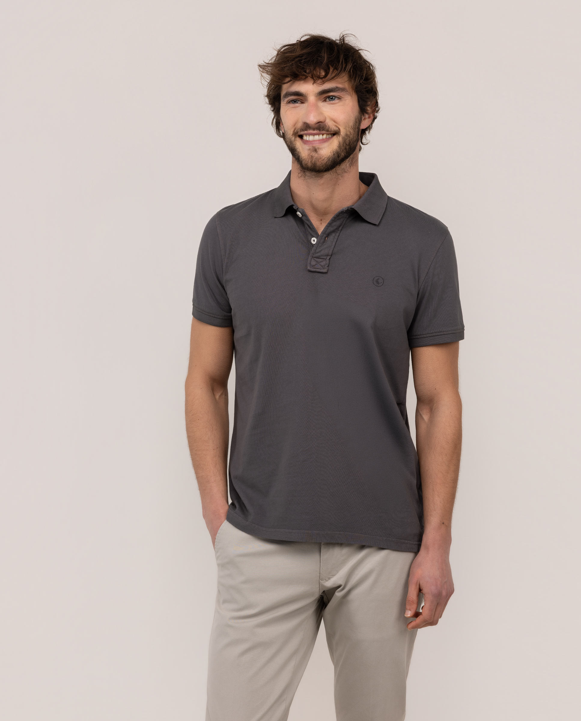 Polo Single Jersey Gris