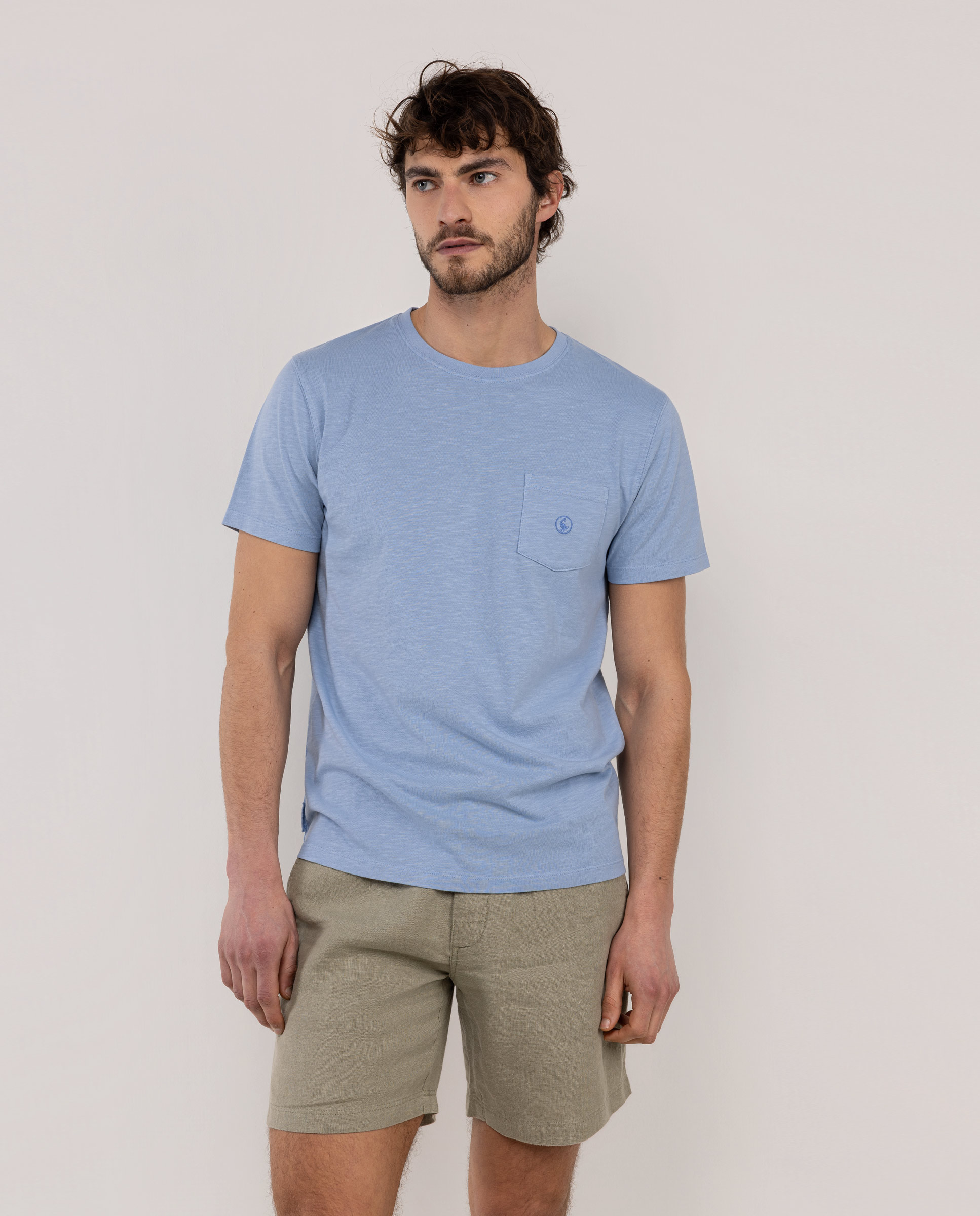 Camiseta Slub Azul Medio