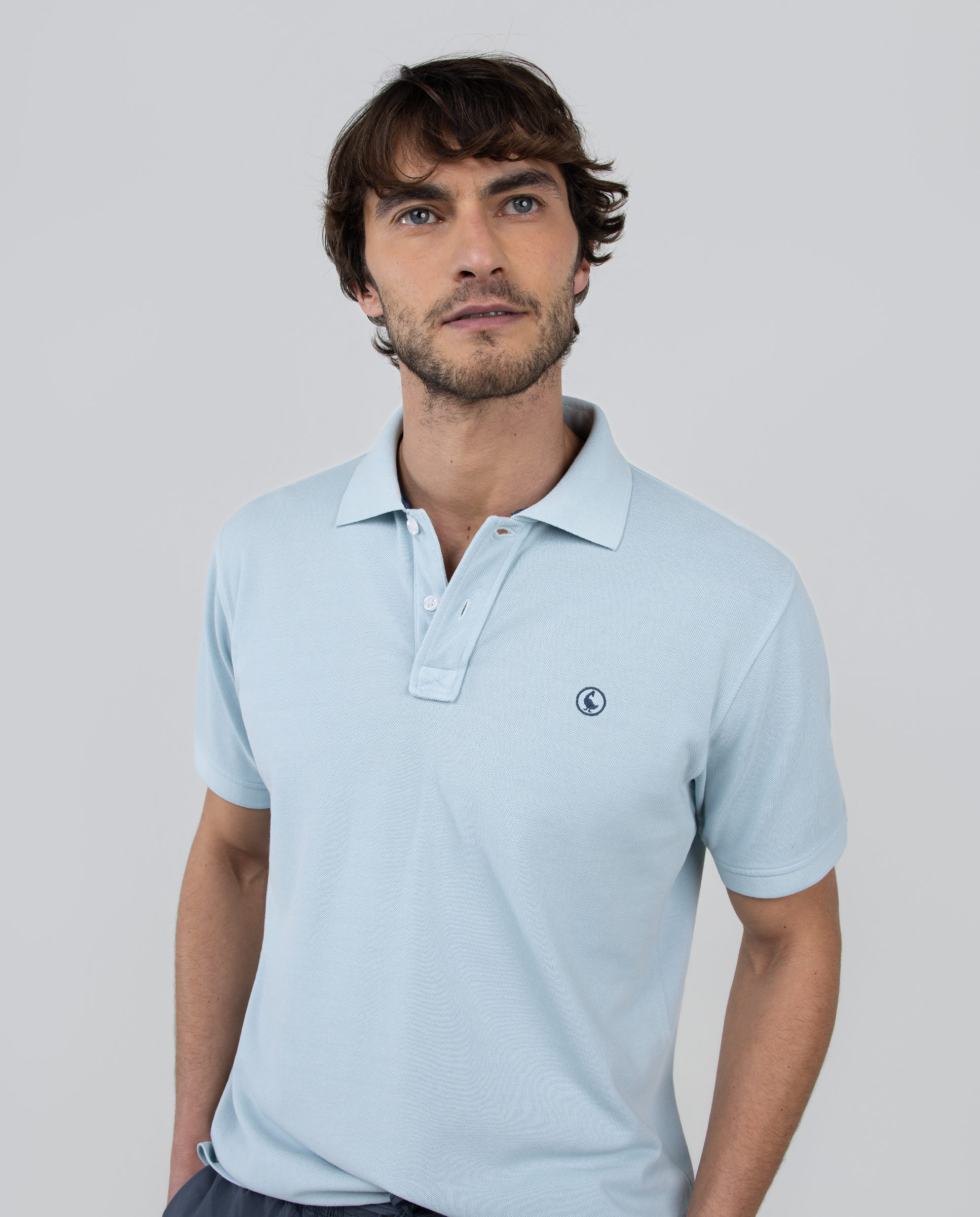 Polo Piqué Garment Dyed Celeste
