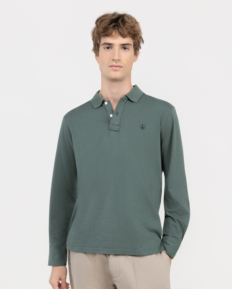 Polo Manga Larga Jersey Verde