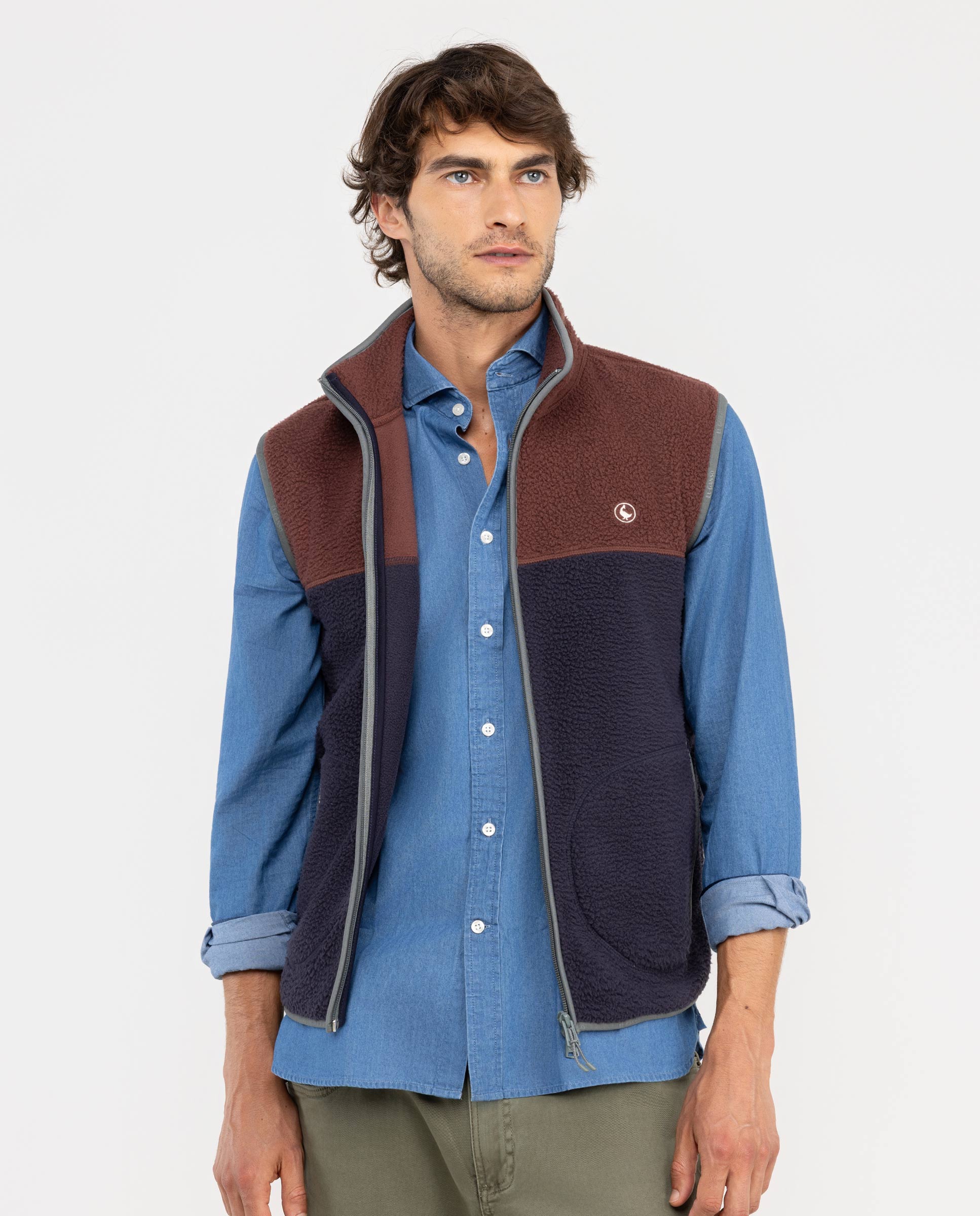Gilet Polaire Color Block Bordeaux Marine
