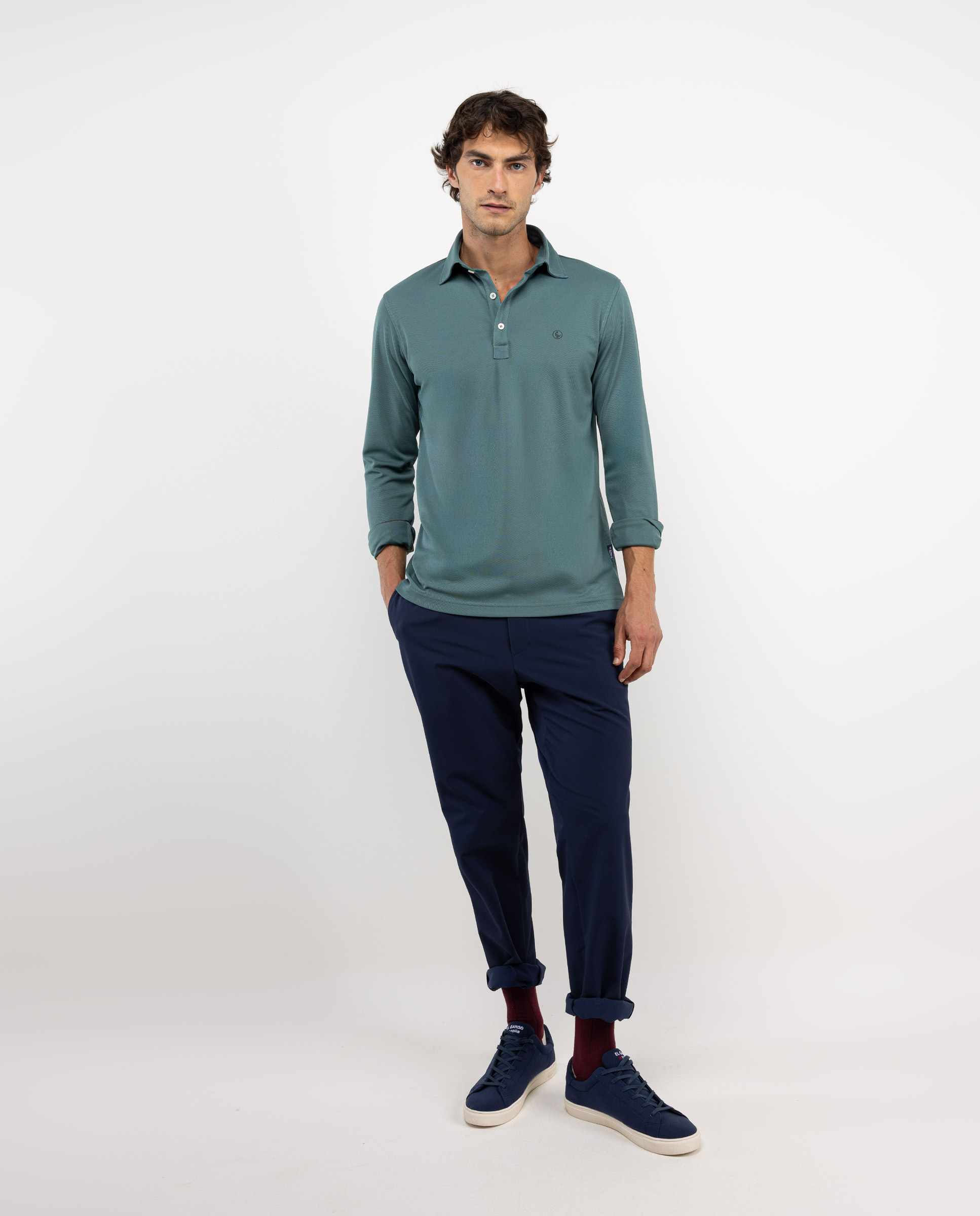 Long-Sleeved Green Sepiia Polo