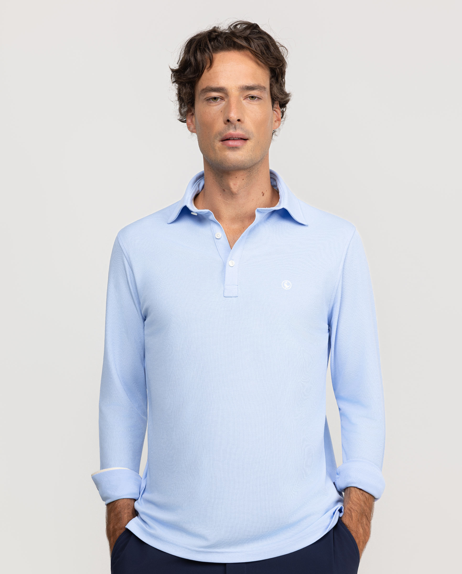 Long-Sleeved Light Blue Sepiia Polo