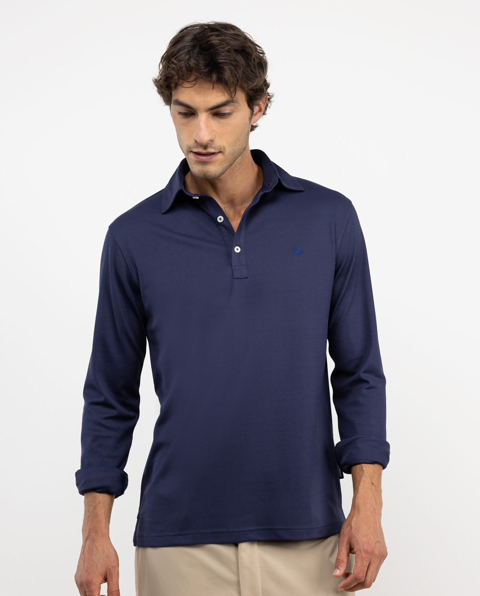 Long-Sleeved Navy Sepiia Polo