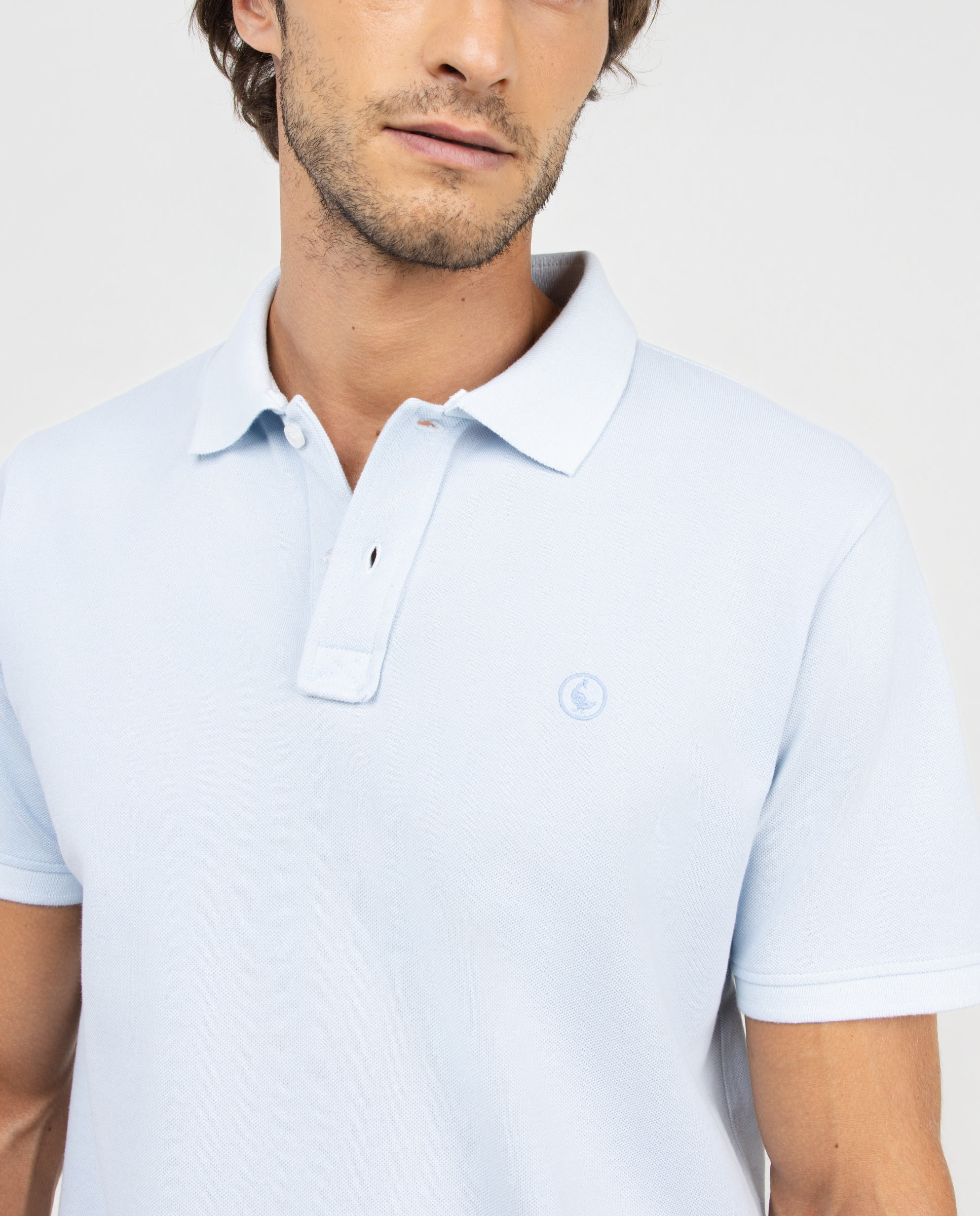 Polo Logo Bordado Celeste