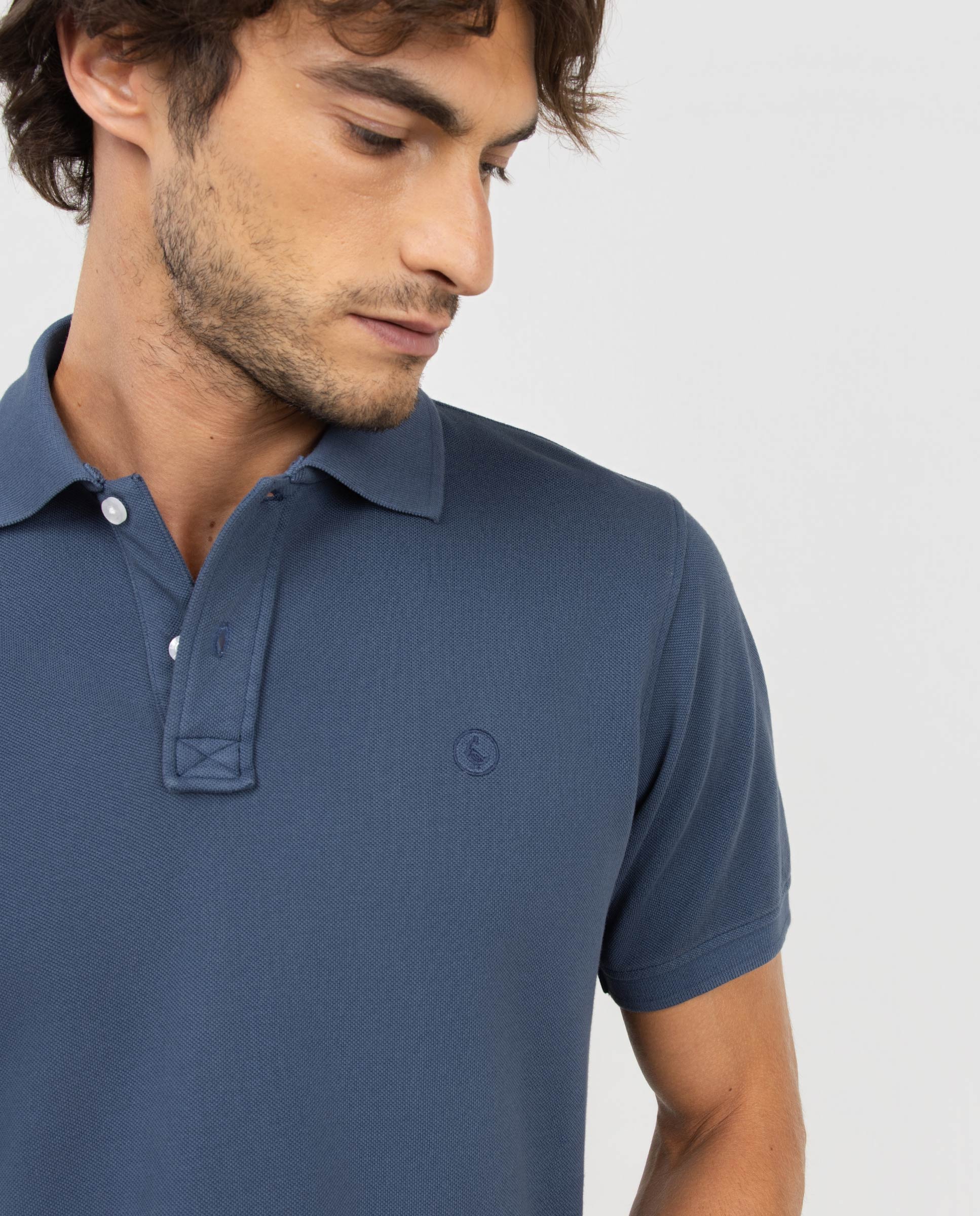 Polo Logo Bordado Marino