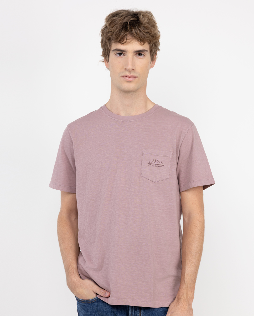 T-shirt Xana Slub teint en pièce rose