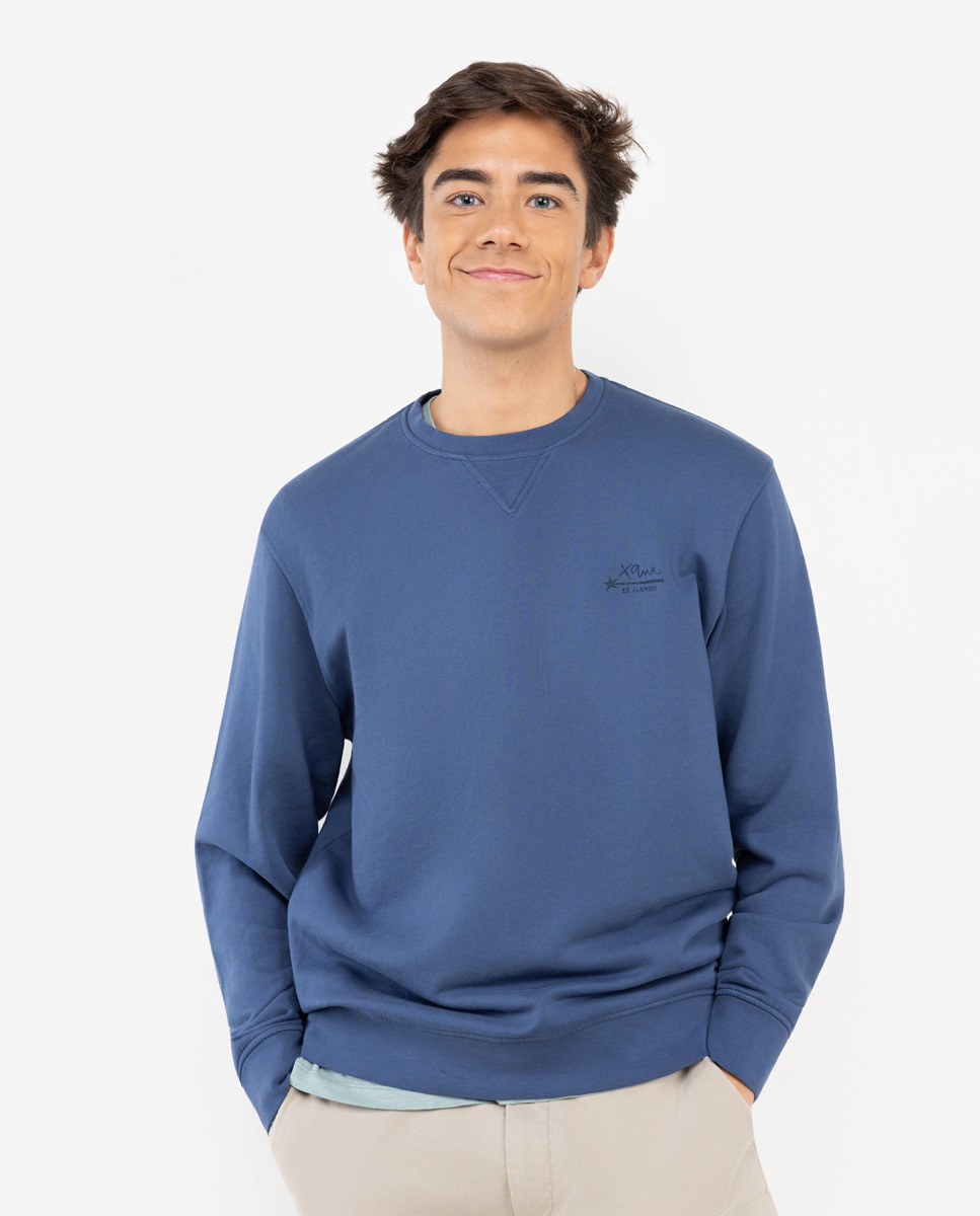 Sweat-shirt Xana teint en pièce bleu marine