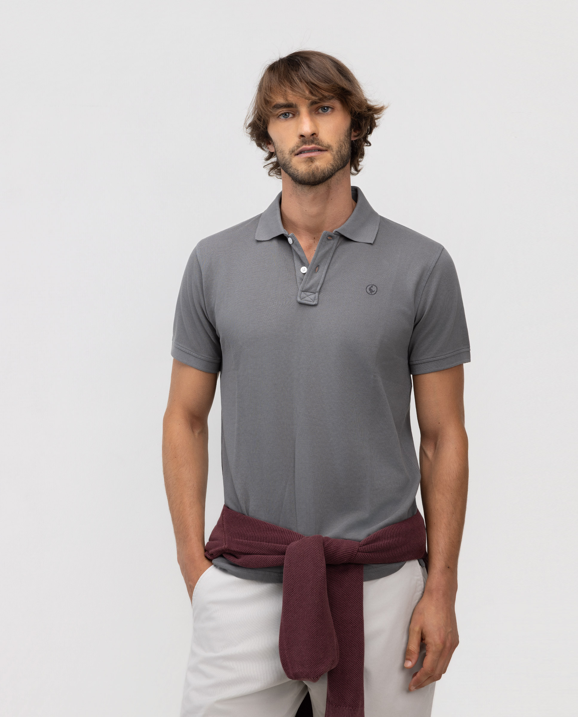 Polo Piqué Gris Oscuro