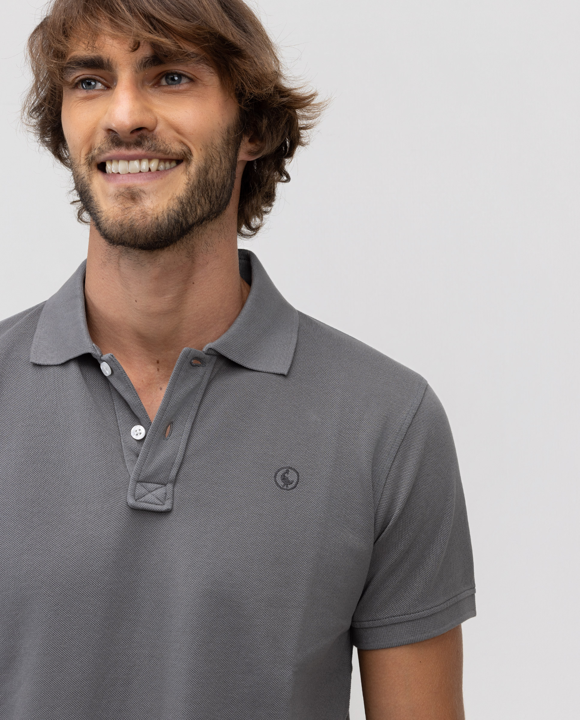 Dunkelgraues Piqué-Poloshirt