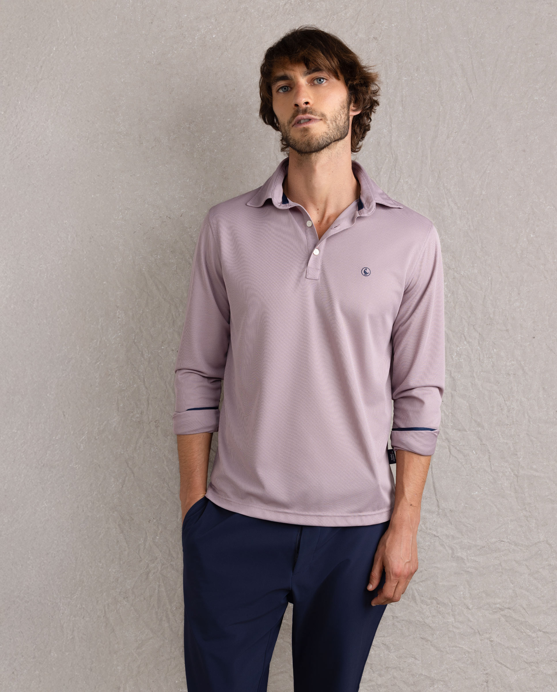 Polo à manches longues mauve sépia