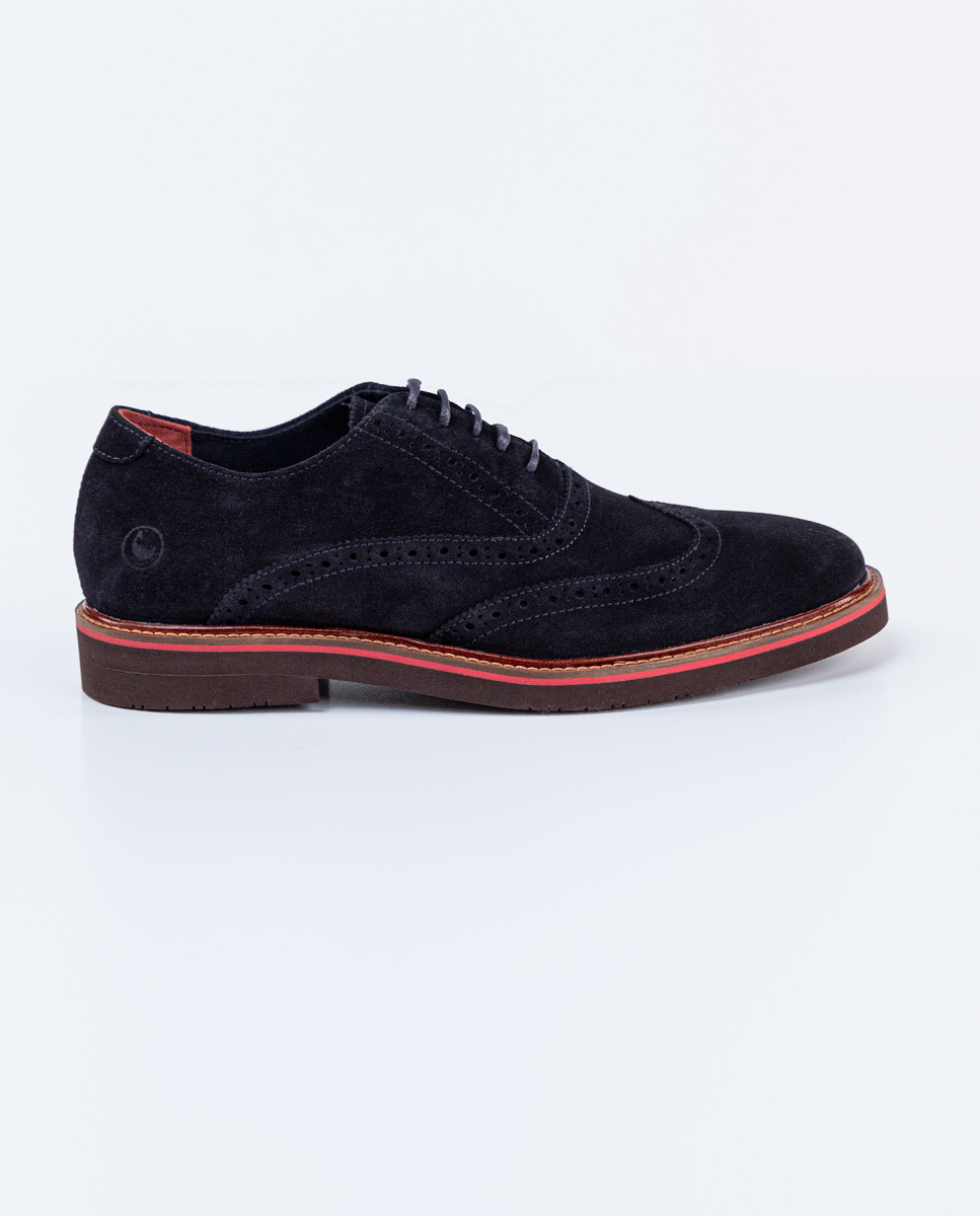 Navy Blue Suede Oxford Shoes