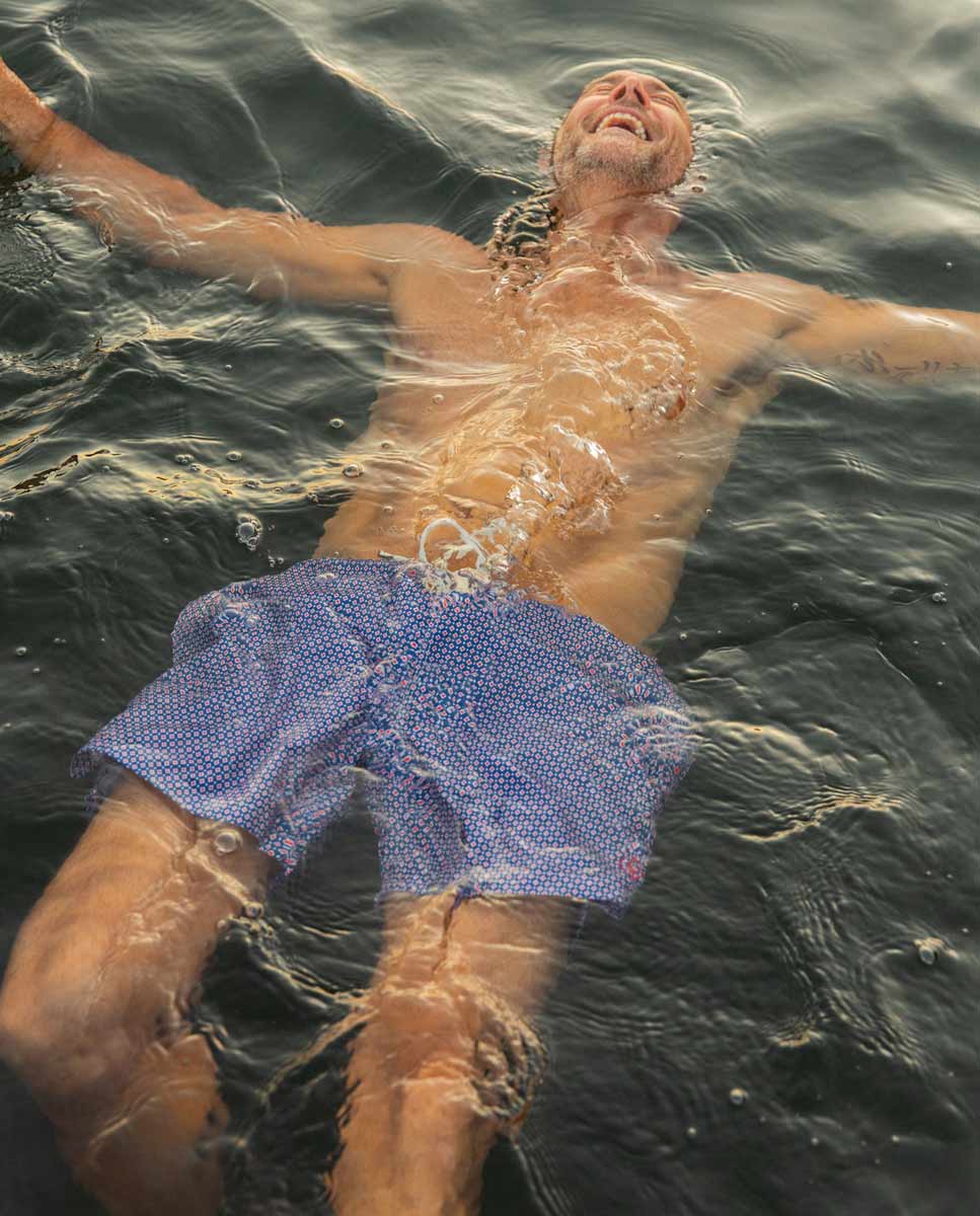 Navy Microprint Swimsuit