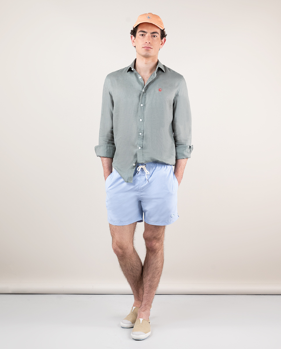 Einfarbige Badehose Garment Dyed Blau