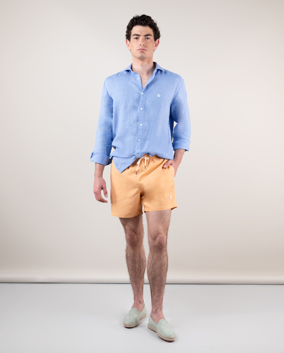 Garment Dyed Plain Orange Swimsuit