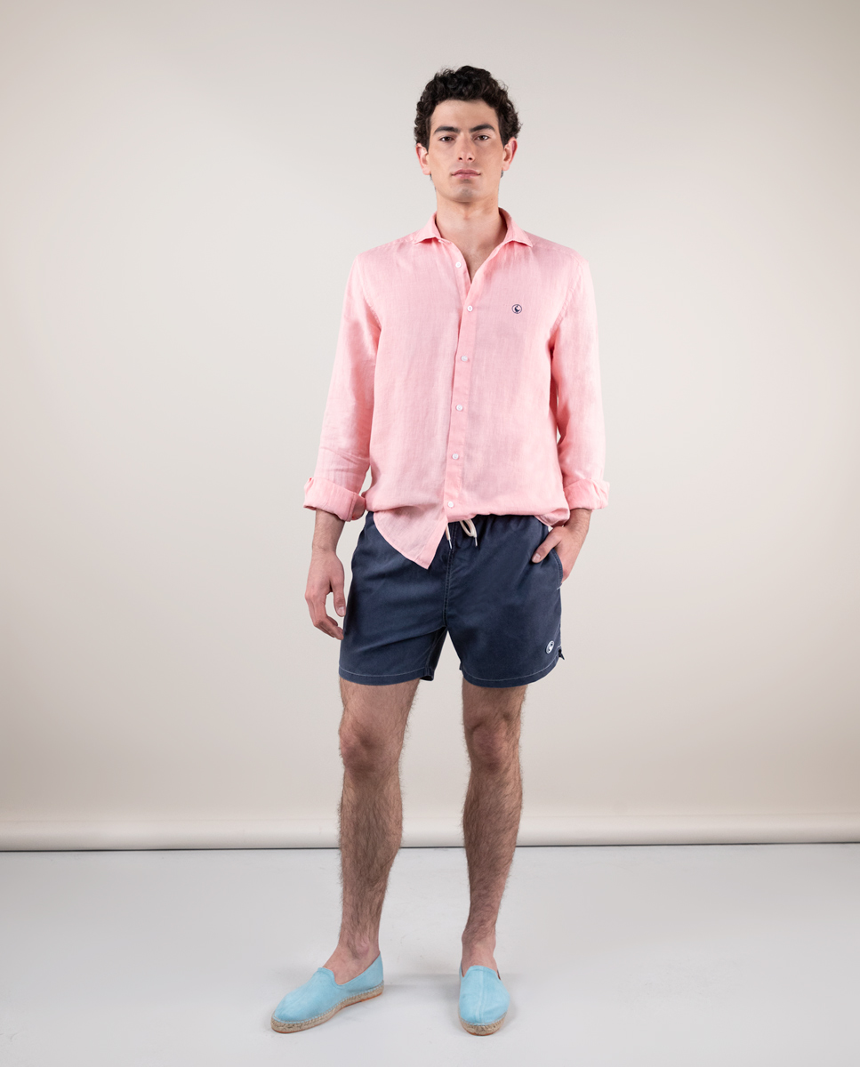 Maillot De Bain Uni Teint Sur Pièce Marine