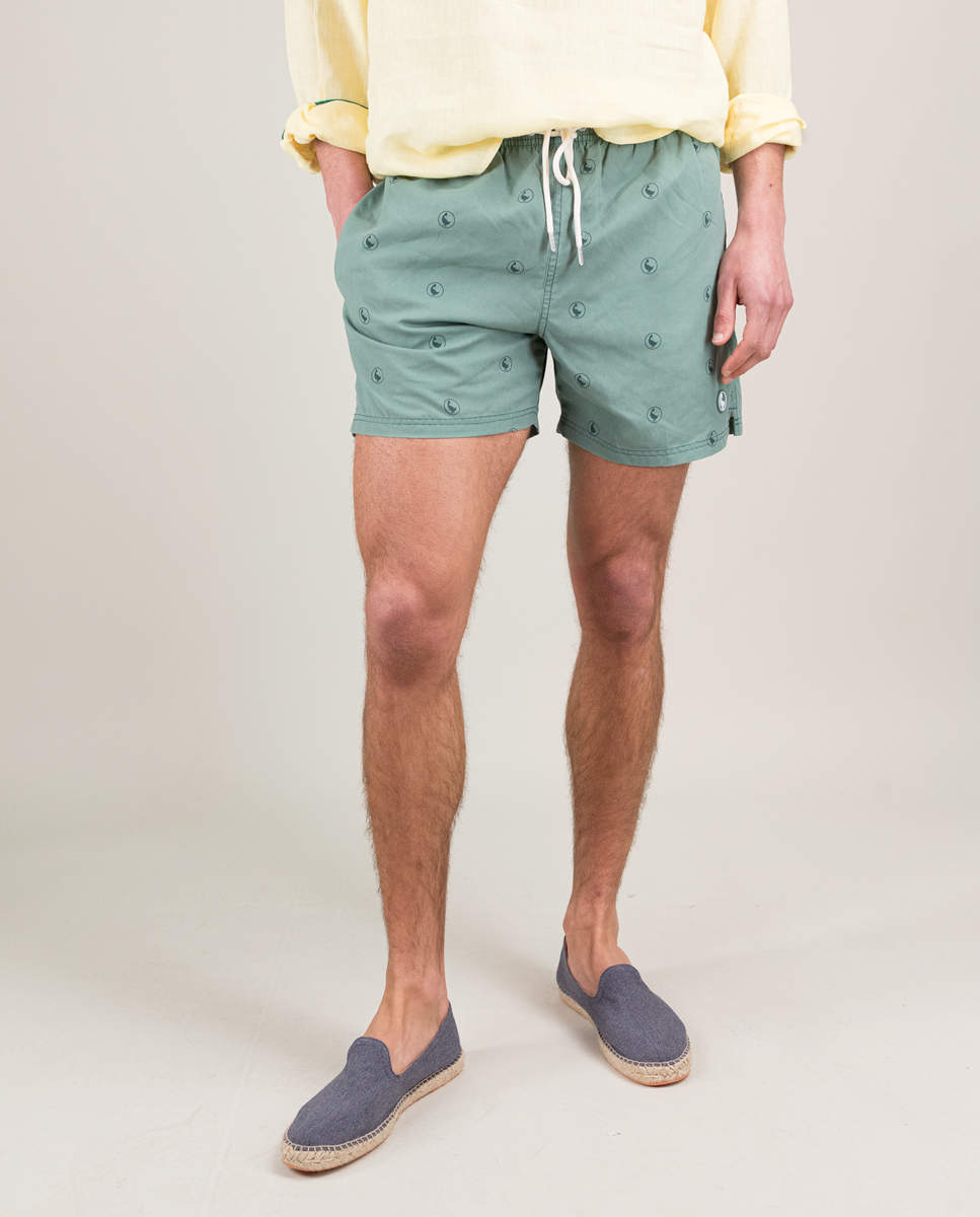 Bañador Estampado Logo Verde