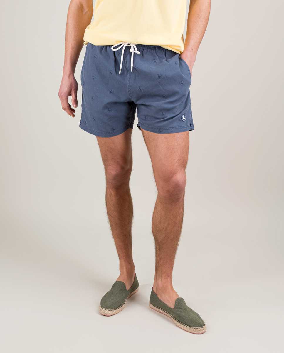 Bañador Estampado Logo Marino