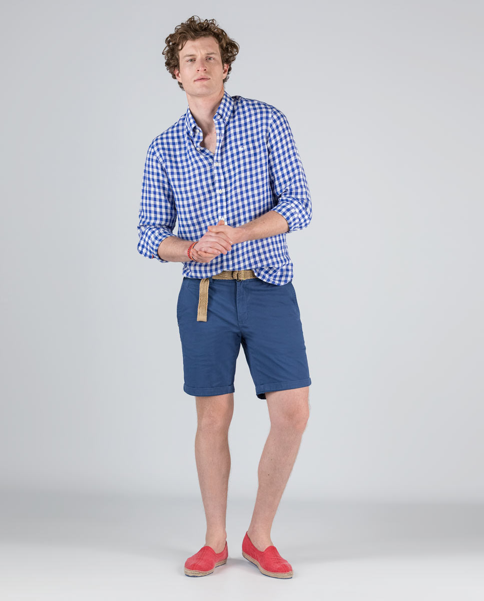 Lin à Carreaux Vicky Bleu